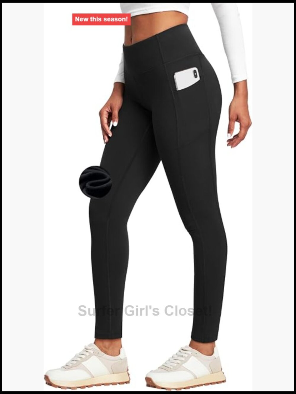 Fleece Lined Thermal Leggings with Pockets High Waisted Yoga Pants